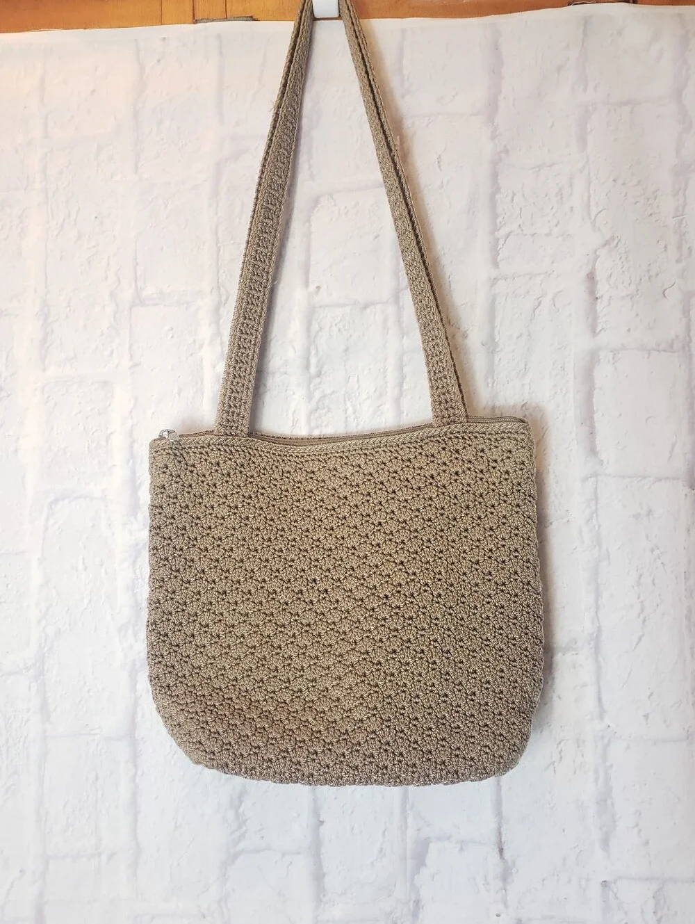 THE SAK Tan Crochet Hobo Shoulder Bag
